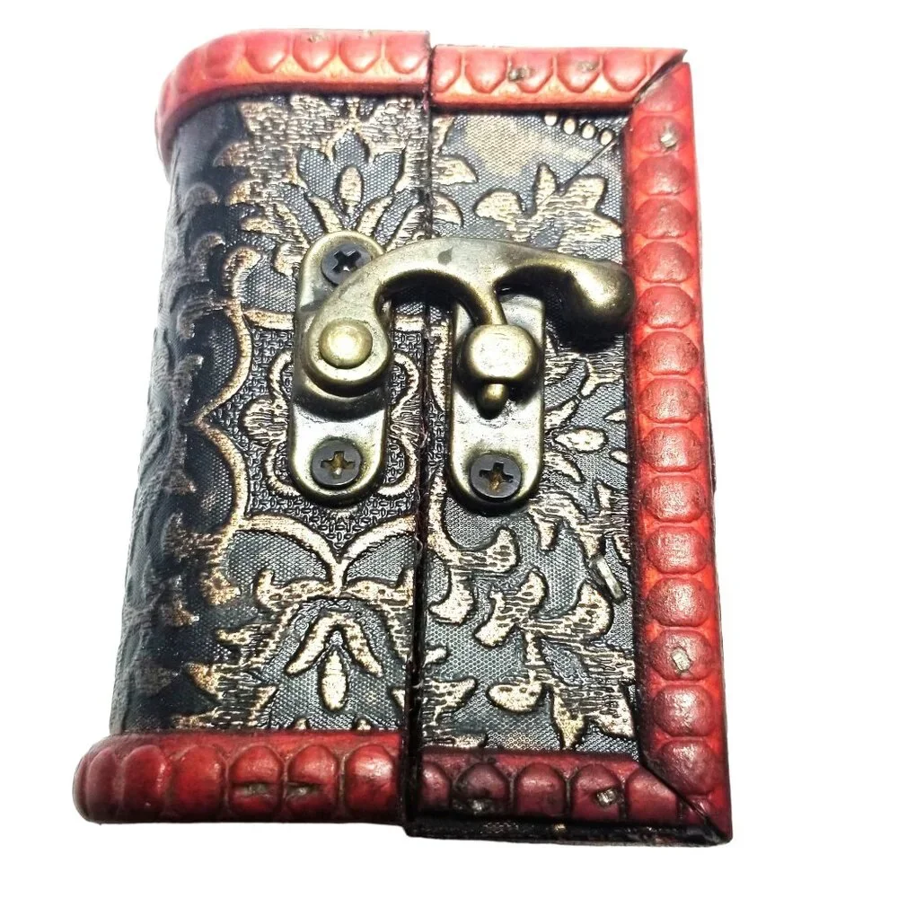 Mini Wooden Treasure Chest Box W/Bronze Color Floral Antique Style Spiritual Box - Picture 11 of 16